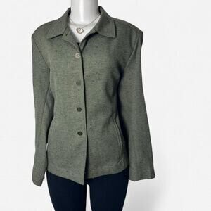 90s vintage blazer  1990s Women's Jacket preppy boho size 16 medium retro olive